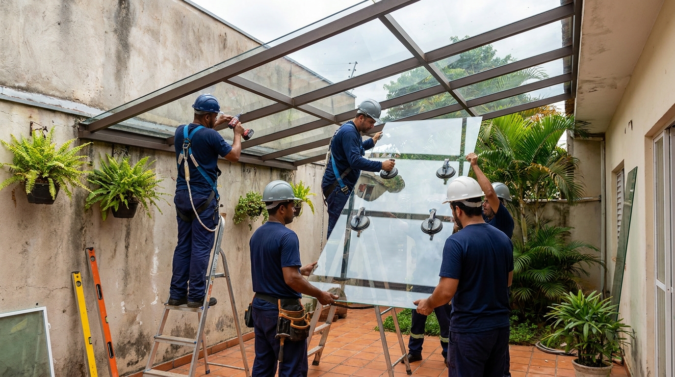 Instalação de cobertura de vidro em Vitória da Conquista-BA